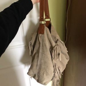 Italian Suede Fringe Hobo Bag
